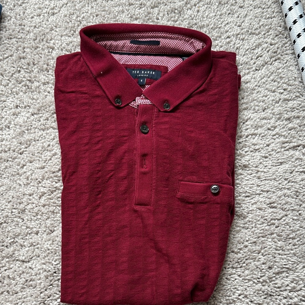 Ted Baker Men's Deep Red Polo Shirt